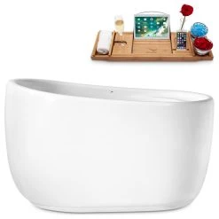 51" Streamline Freestanding Tub And Tray With Internal Drain