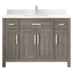 Art Bathe Kali Vanity With Power Bar And Drawer Organizer, French Gray, 48"