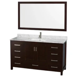 Wyndham Collection Sheffield 60" Espresso SGL Vanity, Carrara Marble Top, UM Sq Sink, 58" Mrr