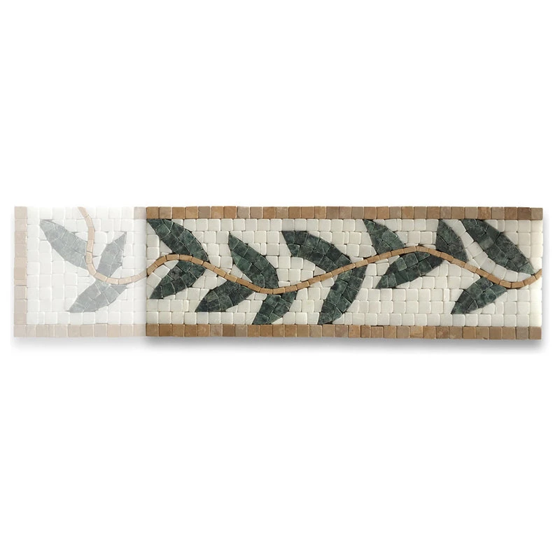 Stone Center Online Marble Mosaic Border Listello Tile Olive Branch Green 4x12 Tumbled, 1 Piece - Image 3