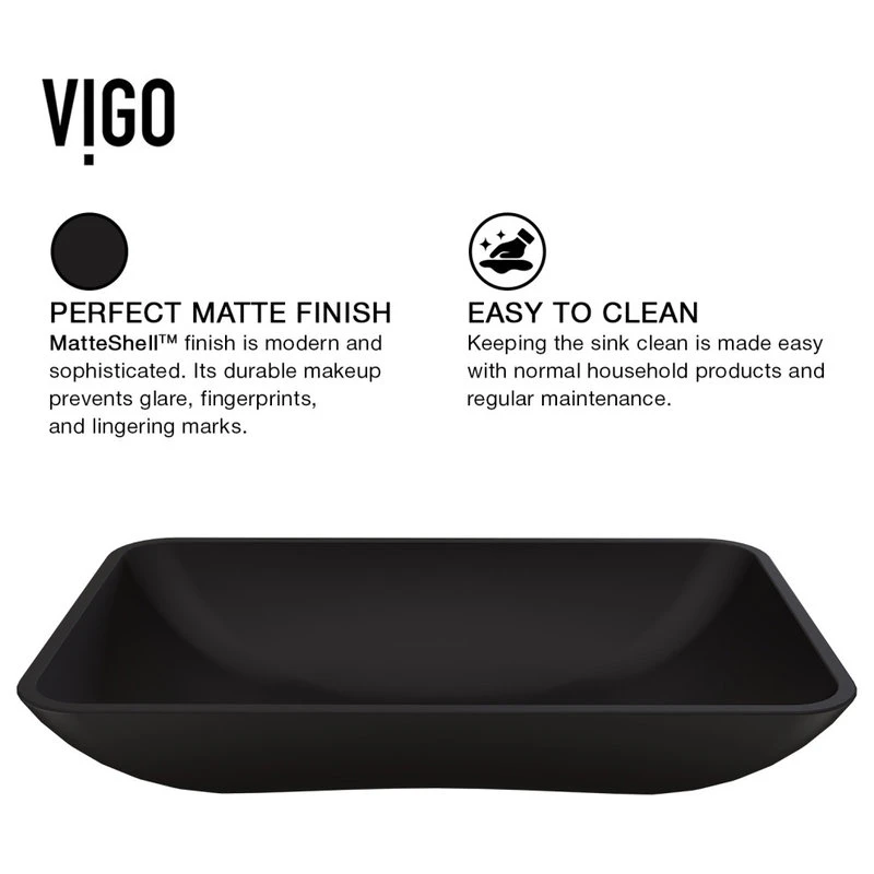 VIGO Black Hadyn MatteShell Vessel Bathroom Sink - Image 6