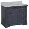 Kitchen Bath Collection Sydney 36" Bathroom Vanity, Marine Gray, Carrara Marble