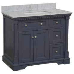 Kitchen Bath Collection Sydney 36" Bathroom Vanity, Marine Gray, Carrara Marble