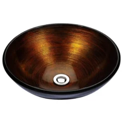 ANZZI Stellar Series Deco-glass Vessel Sink In Amber Storm - LS-AZ170