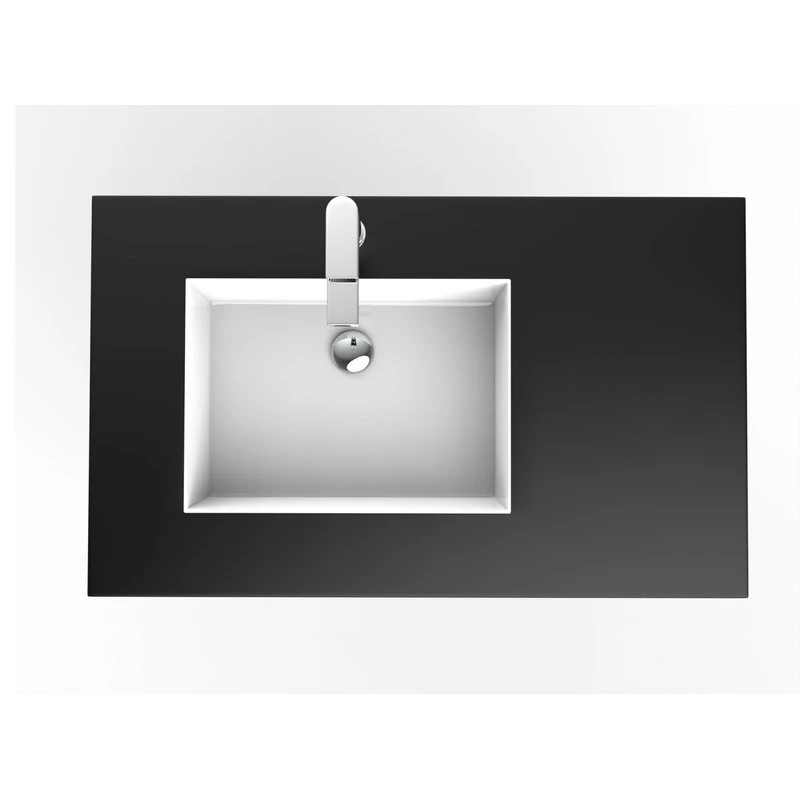 Castello USA Serenity Solid Surface Bathroom Vanity Top With Left Sink Basin, Black - Image 4