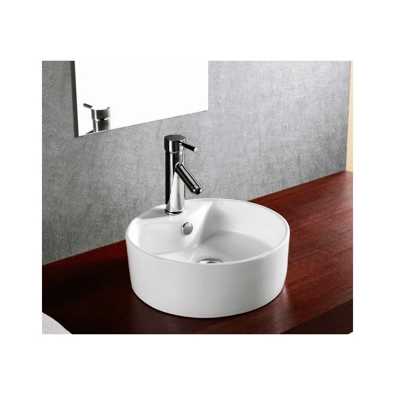 Elite Sinks Porcelain White Above Counter Round Bowl Sink - Image 2