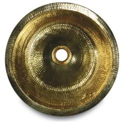 Nantucket Sinks 16.5" Hammered Brass Round Undermount Bathroom Sink, Brass