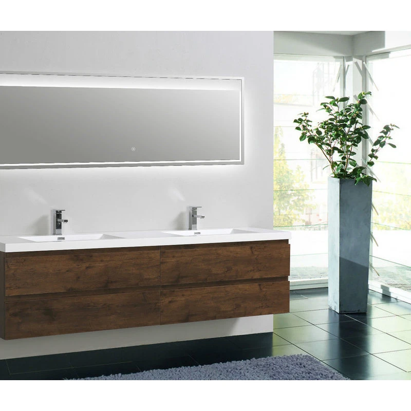 Bathroom Vanity Wholesale INC. MOB 84" Wall-Mounted Double Bathroom Vanity In Rosewood - Image 4