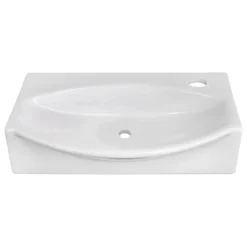 American Imaginations 16.5-in. W Wall Mount White Vessel For 1 Hole Right Drilling