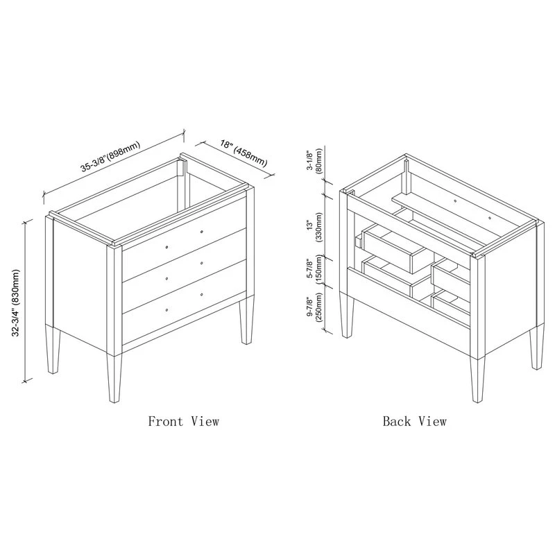 Dowell K&B Supplies Grace 36" Single Bathroom Vanity Set, Black With Chrome Trim - Image 5