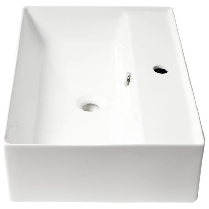 Alfi Trade White 24" Modern Rectangular Above Mount Ceramic Sink With Faucet Hole - Image 2