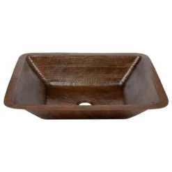 Premier Copper Products Rectangle Under Counter Hammered Copper Bathroom Sink, Oil Rubbed Bronze