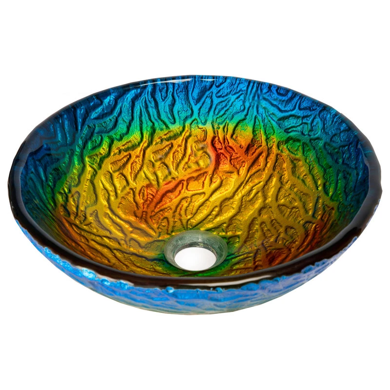Eden Bath - Vessel Sinks Modern Colorful True Planet Round Tempered Glass Vessel Sink For Bathroom 14" - Image 2