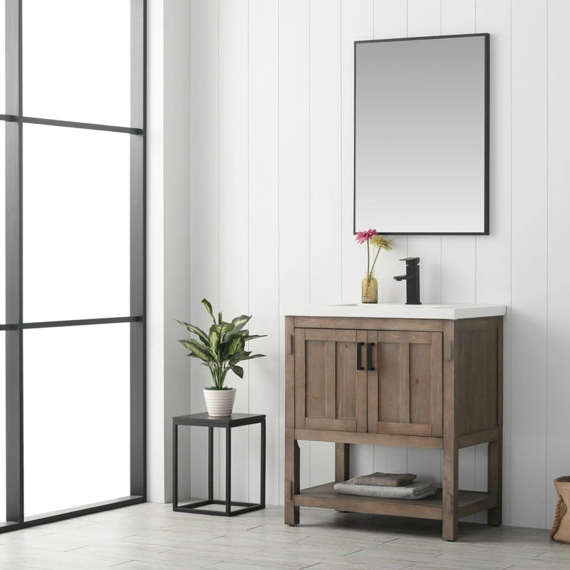 Urban Furnishing Harvey Farmhouse Bathroom Sink Vanity Brown Spruce, 30" - Image 3