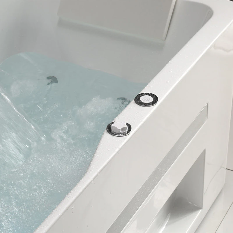 HOMARY 60" Acrylic Rectangular Whirlpool Water Massage Bathtub, Chromatherapy LED - Image 7