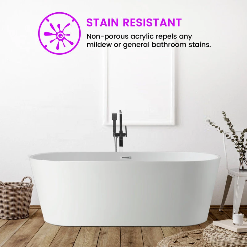 Vanity Art LLC Vanity Art 68" Freestanding Acrylic Bathtub - Image 7