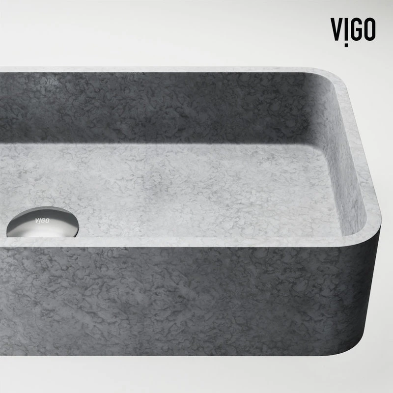 VIGO Concreto Stone Rectangular Bathroom Vessel Sink - Image 8