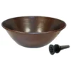 SimplyCopper 14" Rustic Round Hand Hammerd Copper Vessel Bathroom Sink Drain Included