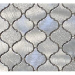 Rocky Point Tile Co Cosmo Brushed Aluminum Arabesque Mosaic Tile, Chip Size: 2"x2", 12"x12" Sheet