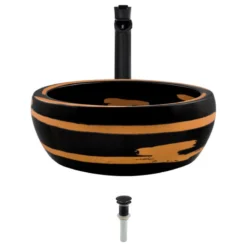 MR Direct Sinks And Faucets Artisan Ceramic Vessel Sink, Antique Bronze, Vessel Faucet