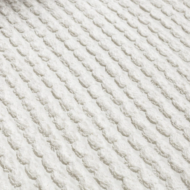 24"X59" Memory Foam Extra Long Bath Mat By Lavish Home, Jacquard Fleece, White - Image 3