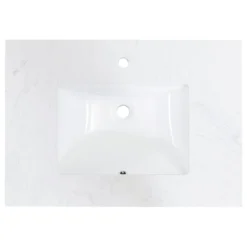 Altair Salerno 31" Engineered Stone Vanity Top In Aosta White With White Sink