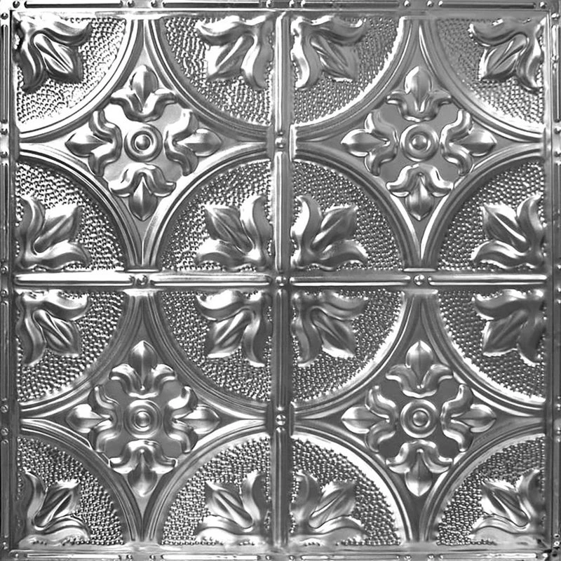 American Tin Ceilings Tin Ceiling 5-Pack Kit, 2' X 2', Brushed Satin Nickel Pattern #02
