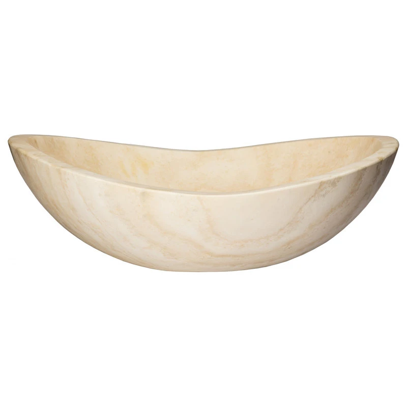 Eden Bath - Vessel Sinks Honed Beige Travertine Natural Stone Canoe Vessel Sink, Beige Travertine