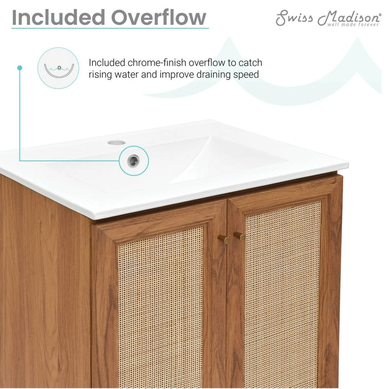 Swiss Madison Classe Bathroom Vanity, Oak, 24" - Image 11