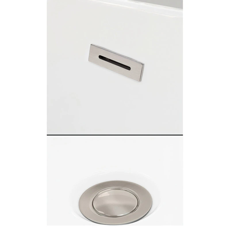 Wyndham Collection Galina 67" Freestanding White Bathtub, Brushed Nickel Tub Filler And Trim Kit - Image 5