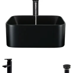 Rene R2-5033-MB-R9-7003 14-1/2" Vitreous China Vessel Bathroom - Matte Black /