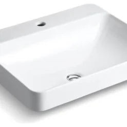 Kohler Vox Rectangle Vessel Bathroom Sink With Single Faucet Hole, White