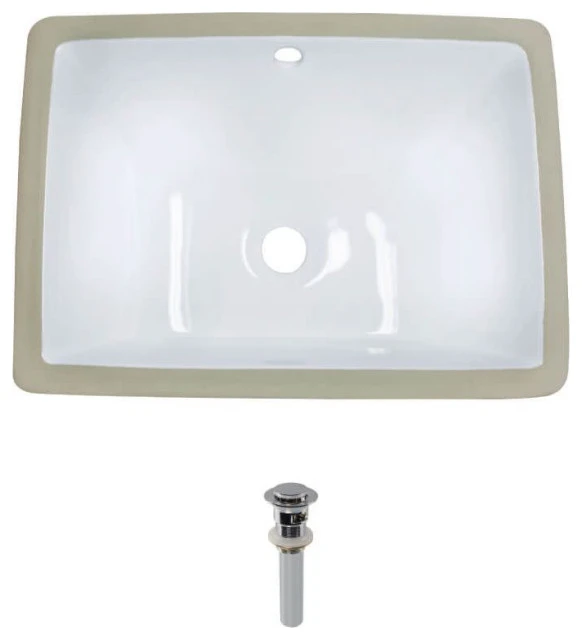Rene R2-1007-PUD 18-1/4" Rectangular Vitreous China Undermount - White / Chrome