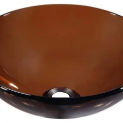 Dawn Kitchen & Bath Products, Inc Dawn Tempered Glass Vessel Sink-Round Shape, Brown Glass