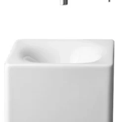 Scarabeo Ceramiche Square White Ceramic Wall Mounted Or Vessel Sink, No Hole