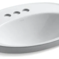 Kohler Serif Drop-In Bathroom Sink With 4" Centerset Faucet Holes, White