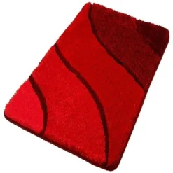 Null Plush Washable Red Bathroom Rugs, Large
