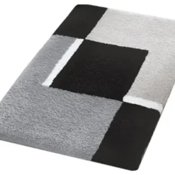 Null Small Bath Rug, Modern Anti Skid Bathroom Rug, Gray