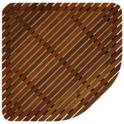 Cortesi Home Erika Corner Shower Spa Mat, Solid Teak Wood And Oiled Finish