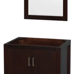 Wyndham Collection Sheffield 30" Single Vanity, Espresso, No Top, No Sink, 24" Mirror