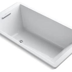 Kohler Underscore Rectangle 66" X 36" Drop-In Bath With End Drain, White