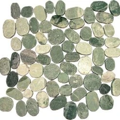 Pebble Tile Mosaics Sliced Green Pebble Tile