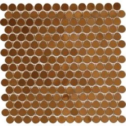 Flooring Supply Shop Mosaics Metal Tile Penny Round Stainless Steel, Polished Copper