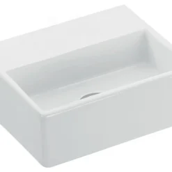 WS Bath Collections Quattro 30.00 Bathroom Sink, Ceramic White, No Faucet Hole