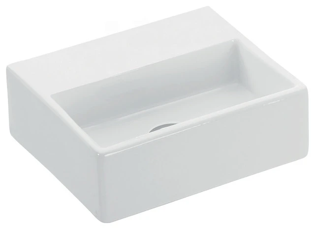 WS Bath Collections Quattro 30.00 Bathroom Sink, Ceramic White, No Faucet Hole