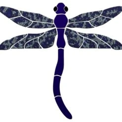 Blue Water Pool Mosaics Dragonfly Ceramic Pool Mosaic - Dark Blue - 8"x7" 8"x7", Dark Blue