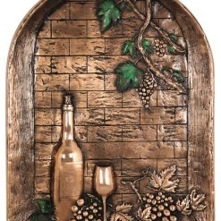 Design Tuscany Window With Wine Bottle Backsplash Mural, Copper