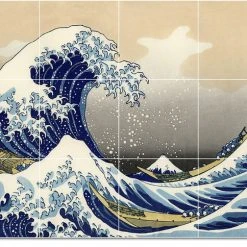 Picture-Tiles Katsushika Hokusai Ukiyo-E Painting Ceramic Tile Mural #57, 24"x18"