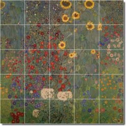 Picture-Tiles Gustave Klimt Garden Painting Ceramic Tile Mural #48, 30"x30"