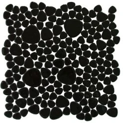 Pebble Tile Mosaics Porcelain Jet Black Pebble Tile